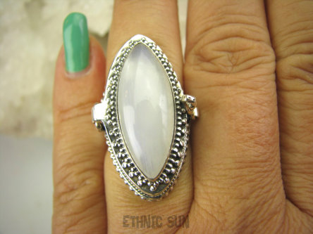 bpe8317 Piękny Duży SEKRETNIK Otwierany Pierścień Pierścionek na zdjęcia lub marzenia KAMIEŃ KSIĘŻYCOWY r.16/ r.17 Srebro 925 #