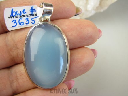 bwe3635 BŁĘKITNE NIEBO !!! Klasyczny Okaz 12 G Wisior KOJĄCY Niebieski Chalcedon Tarczyca (czakra gardła) SREBRO 925 #
