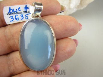 bwe3635 BŁĘKITNE NIEBO !!! Klasyczny Okaz 12 G Wisior KOJĄCY Niebieski Chalcedon Tarczyca (czakra gardła) SREBRO 925 #