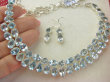 bn1613 LUX KOMPLET 50 sztuk kamieni ,Niewiarygodnie piękna 65g !!! Kolia i Kolczyki Naszyjnik szlifowany Blue Topaz - kamień młodości, najwyższa jakość kamienia Srebro 925 # - 9