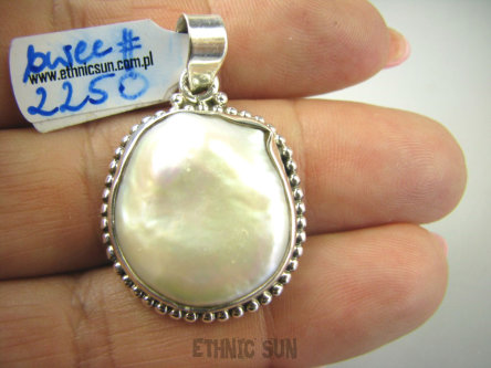 bwee2250 RARYTAS naturalna opalizująca wielobarwna duża PERŁA BIWA Elegancki Wisior z DUŻA perłą Srebro 925 #