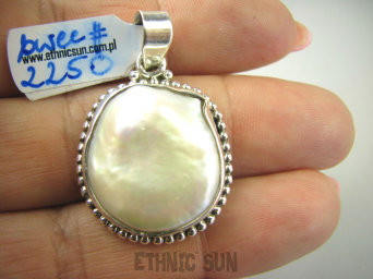 bwee2250 RARYTAS naturalna opalizująca wielobarwna duża PERŁA BIWA Elegancki Wisior z DUŻA perłą Srebro 925 #