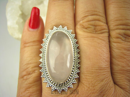 bpe7965 Piękny OKAZ !!!! Egzotyczny Pierścień KWARC Różowy Kamień mocnego SERCA r.17 Srebro 925 #