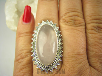 bpe7965 Piękny OKAZ !!!! Egzotyczny Pierścień KWARC Różowy Kamień mocnego SERCA r.17 Srebro 925 #