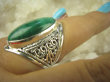 bpe6331 Duży Pierścień MALACHIT - pobudza kreatywność r.16/ r.17 ażurowa obrączka Srebro 925 #  - 2