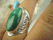 bpe6331 Duży Pierścień MALACHIT - pobudza kreatywność r.16/ r.17 ażurowa obrączka Srebro 925 #  - 6