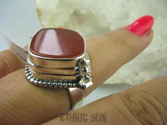 bpe6205 Biżuteria Orientalna !!! Otwierany Pierścień na Zdjęcia, Marzenia SEKRETNIK Czerwony ONYKS r.16 Srebro 925 #