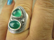 bpe6884 Biżuteria Orientalna - Delikatny OKAZ Pierścień Zielony Onyks - regeneruje SERCE, EGZEMY, PAMIĘĆ r.16 Srebro 925 # - 5