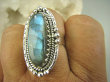 bpe8075 Biżuteria Orientalna Śliczny Pierścień Niebieski Labradoryt Spektrolit - kamień Zorzy Polarnej r.21/ r.22 Srebro 925 # - 7