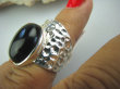 bpe5050 Egzotyczny Pierścień szeroka obrączka Onyks - regeneruje SERCE, EGZEMY, PAMIĘĆ r.11 Mały Rozmiar Srebro 925 # - 6