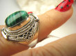 bpe9019 MALACHIT W ORIENTALNEJ OPRAWIE -  Pierścień Pierścionek MALACHIT - pobudza kreatywność r.13 Srebro 925 # - 3