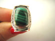 bpe9019 MALACHIT W ORIENTALNEJ OPRAWIE -  Pierścień Pierścionek MALACHIT - pobudza kreatywność r.13 Srebro 925 # - 6