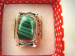 bpe9019 MALACHIT W ORIENTALNEJ OPRAWIE -  Pierścień Pierścionek MALACHIT - pobudza kreatywność r.13 Srebro 925 # - 7