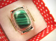 bpe9019 MALACHIT W ORIENTALNEJ OPRAWIE -  Pierścień Pierścionek MALACHIT - pobudza kreatywność r.13 Srebro 925 # - 8