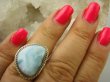 bpe6429 Anielski Pierścień Rzadki Błękitny Larimar (kamień Anielski ) - stawy, serce lęki, otwiera czakrę gardła r.13 Srebro 925 # - 2