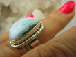 bpe6429 Anielski Pierścień Rzadki Błękitny Larimar (kamień Anielski ) - stawy, serce lęki, otwiera czakrę gardła r.13 Srebro 925 # - 4