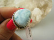 bpe6429 Anielski Pierścień Rzadki Błękitny Larimar (kamień Anielski ) - stawy, serce lęki, otwiera czakrę gardła r.13 Srebro 925 # - 6