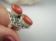bpe9646 Rzadkość Magnetyzujący Talizman przyciąga Szczęscie i Sukces!!!! Egzotyczny Pierścień Pierścionek Wysadzany naturalnymi Koralami r.14 Koral Srebro 925 # - 8
