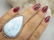 bpe9597 Bosko Piękny Długi 4.3 cm Skarb Pierścień Pierścionek Rzadki Larimar (kamień Anielski ) - stawy, serce lęki, otwiera czakrę gardła r.21 Srebro 925 # - 5