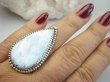 bpe9597 Bosko Piękny Długi 4.3 cm Skarb Pierścień Pierścionek Rzadki Larimar (kamień Anielski ) - stawy, serce lęki, otwiera czakrę gardła r.21 Srebro 925 # - 8