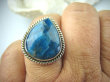 bpe5930 Turkusowo Morska Piękność !!!  Pierścień naturalny niebieski AZURYT r.20/ r.21 Srebro 925 # - 4