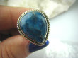bpe5930 Turkusowo Morska Piękność !!!  Pierścień naturalny niebieski AZURYT r.20/ r.21 Srebro 925 # - 6