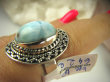 bpe6422 Egzotyczny Pierścień Rzadki Błękitny Larimar (kamień Anielski ) - stawy, serce lęki, otwiera czakrę gardła r.16 Srebro 925 # - 4