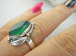 bpe9396 Delikatna piękność śliczny Pierścień Pierścionek zielony Onyks r.17 Srebro 925 - 2
