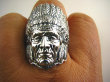 bpe4364 APACZ INDIANIN jak żywy 19 g! - SYMBOL WIEDZY I MĄDROŚCI !!! Niezwykły DUŻY 3,5cm Pierścień INDIANIN Cały ze Srebra r .21/ r.22  Srebro 925 - 4