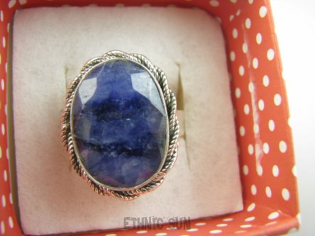 bpee4452 Elegancki Pierścień Pierścionek Szafir Indyjski, Szafiry - WIERNOŚĆ w związkach , Stres, choroby oczu ciśnienie r.19 Srebro 925 #