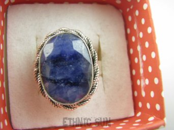 bpee4452 Elegancki Pierścień Pierścionek Szafir Indyjski, Szafiry - WIERNOŚĆ w związkach , Stres, choroby oczu ciśnienie r.19 Srebro 925 #