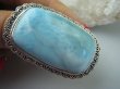 bpe5636 WIELKI 5 cm, 35 gramów Niebiański Pierścień RZADKI Anielski kamień LARIMAR - stawy, serce lęki , otwiera czakrę gardła r.19/ r.20 Srebro 925 # - 8
