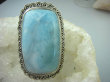 bpe5636 WIELKI 5 cm, 35 gramów Niebiański Pierścień RZADKI Anielski kamień LARIMAR - stawy, serce lęki , otwiera czakrę gardła r.19/ r.20 Srebro 925 # - 6