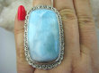 bpe5636 WIELKI 5 cm, 35 gramów Niebiański Pierścień RZADKI Anielski kamień LARIMAR - stawy, serce lęki , otwiera czakrę gardła r.19/ r.20 Srebro 925 # - 2