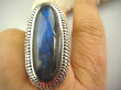 bpe4470 PIĘKNA BOGINI !!!! Cudowny Duży Długi 4,3 cm OKAZ Pierścień naturalny Niebiesko Granatowy Labradoryt Spektrolit - kamień Zorzy Polarnej r.22/ r.23 Srebro 925 # DUŻY ROZMIAR  - 7