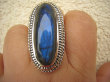 bpe4470 PIĘKNA BOGINI !!!! Cudowny Duży Długi 4,3 cm OKAZ Pierścień naturalny Niebiesko Granatowy Labradoryt Spektrolit - kamień Zorzy Polarnej r.22/ r.23 Srebro 925 # DUŻY ROZMIAR  - 3