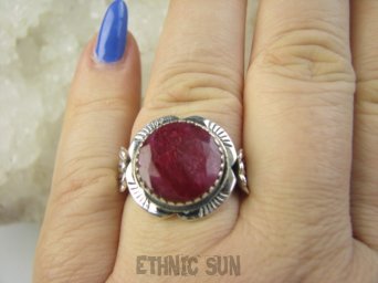 bpee4492 NAMIĘTNY RUBIN - Piękny Pierścionek Pierścień Rubin Indyjski Rubiny r.18 Srebro 925 #