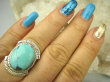 bpe8536 Niezwykły OKAZ Piękny Pierścień Pierścionek naturalny Błękitny TURKUS ARIZONA Turkusy r.16 egzotyczne Srebro 925 # - 2