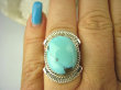 bpe8536 Niezwykły OKAZ Piękny Pierścień Pierścionek naturalny Błękitny TURKUS ARIZONA Turkusy r.16 egzotyczne Srebro 925 # - 3