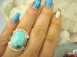 bpe8536 Niezwykły OKAZ Piękny Pierścień Pierścionek naturalny Błękitny TURKUS ARIZONA Turkusy r.16 egzotyczne Srebro 925 # - 5