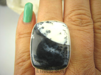 bpe8272 ZIMOWY KRAJOBRAZ Duży 15G Przepiękny Pierścionek Pierścień AGAT DENDRYTOWY r.17/ r.18 lśniące Srebro 925 #