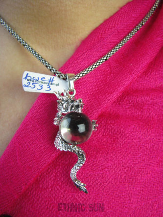 bwe2533 Ale CZAD 15g !! Podwójna ochrona SMOK = strażnik pilnujący KRYSZTAŁU (odpromiennika) Mocny AMULET na POMYŚLNOŚĆ I SIŁĘ  dla Mężczyzn i kobiet ! SMOCZYSKO Przepiękny Wisior Kryształ Górski SREBRO 925 #