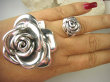 bpe8678 RÓŻA KRÓLOWA KWIATÓW !!! Niezwykły Lśniący Pierścień Róża Pierścionek z dmuchanego srebra r.16 Srebro 925 # - 10