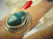 bpe6939 Biżuteria Egzotyczna PIERŚCIEŃ z naturalnym Turkusem Turkus - opiekun ciała i duszy Turkusy r.16 Srebro 925 # Nepal - 4