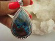bwe3145 Piękna Egzotyczna Kropla !!!  Wisior naturalny Brązowo Niebieski AZURYT zdobione Srebro 925 # - 4