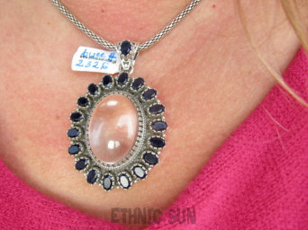 bwee2326 LUKSUSOWO PIĘKNY BAŚNIOWY KLEJNOT SŁOŃCE !!! Kunsztowny DUŻY Wisior Zawieszka Kryształ Górski Indygolit Srebro 925 #