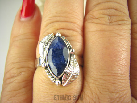 bpee4175 Delikatny Pierścień Pierścionek NATURALNY SZAFIR INDYJSKI Szafiry - WIERNOŚĆ związkach , Stres, choroby oczu ciśnienie r.18/ r.19 Srebro 925