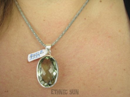 bwee2339 Biżuteria Ekskluzywna !! RZADKOŚĆ Lśniący OKAZ 16g! Wisior Zawieszka Zielony AMETYST unikat Srebro 925 #