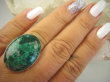 bpe8115 CUDO  klasyczny Duży OKAZ Pierścień naturalna zielona CHRYZOKOLA  RZADKOŚĆ r.19/ r.20 Srebro 925 - 2