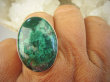 bpe8115 CUDO  klasyczny Duży OKAZ Pierścień naturalna zielona CHRYZOKOLA  RZADKOŚĆ r.19/ r.20 Srebro 925 - 4
